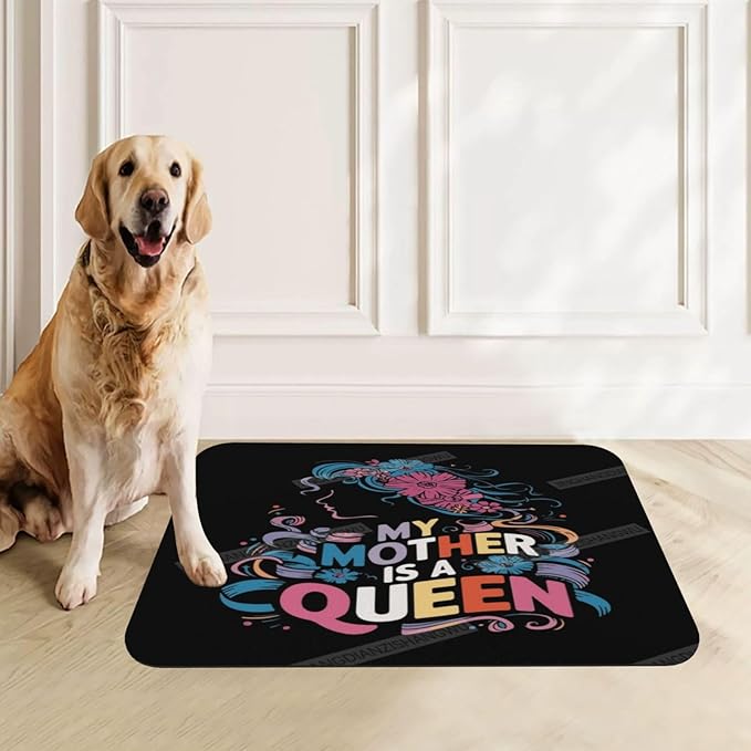 Absorbent Dog Water Cat Mat for Food Water Bowl Quick Dry Happy Mother's Day Floral Gift for Mom Art Pet Feeding Mats No Stains Dog Food Mat Pet Accessories Supplies Cat Bowl Mats 24x16In