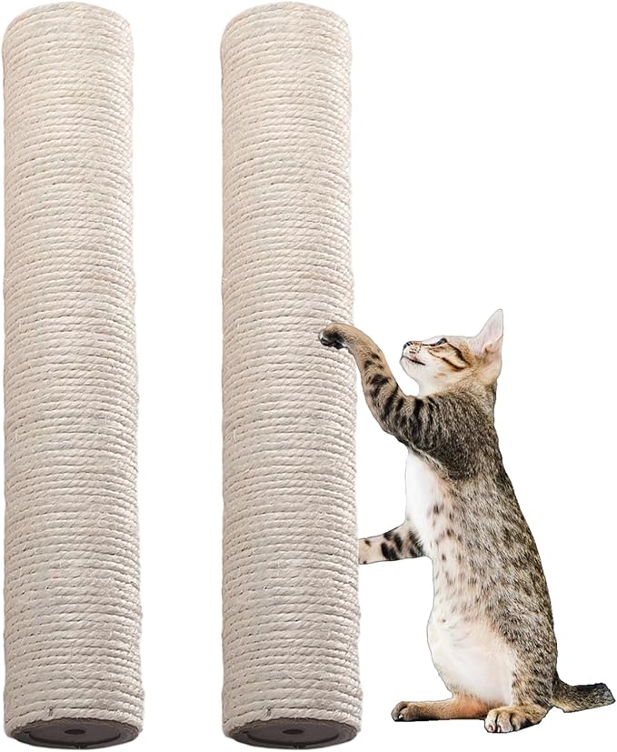 2PCS Cat Scratching Post Replacement, 20 Inch Sisal Cat Tree Replacement Post, 8mm Bolts, Easy to Install