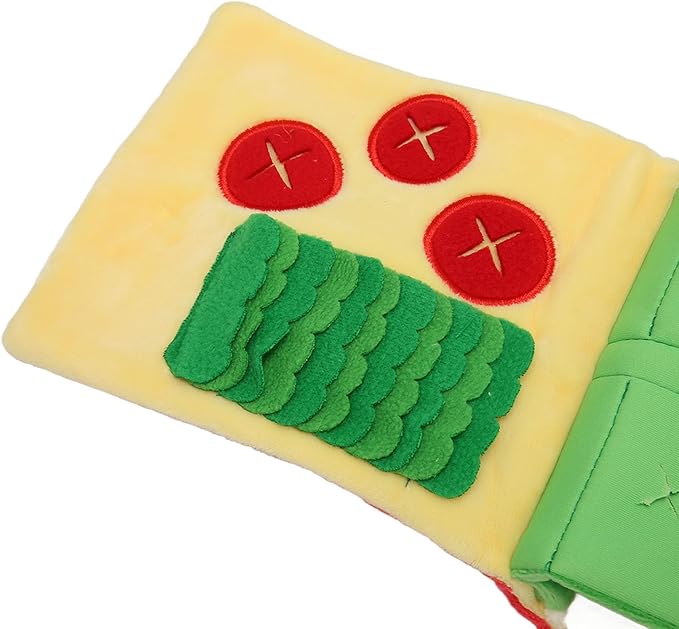 F&Yard Dog Sniffing Book Plush Cloth Foraging Mat Slow Feeding Puzzle Book for Pet Digging Activity Supplies