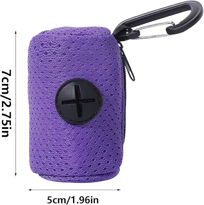 Dog Waste Bag Dispenser, Mesh Fabric Attachment Waste Bag Dispenser with Zipper, Large Capacity Dog Poop Holder, Portable Pet Supplies for Running, Bicycle, Hiking
