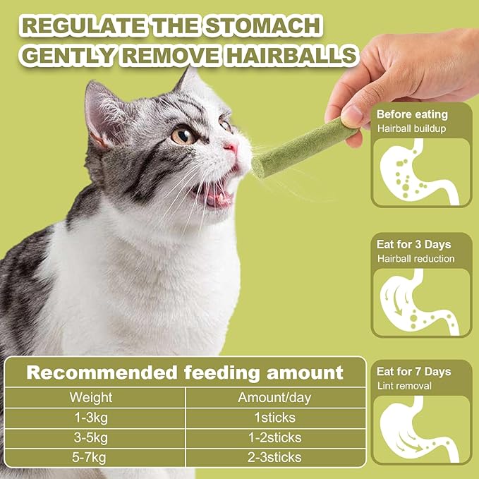 Dylan's cabin Cat Grass Teething Stick - Natural Freeze Dried Treats Edible Chew Cat Toy for Teeth Cleaning and Hairball Removal (80g)