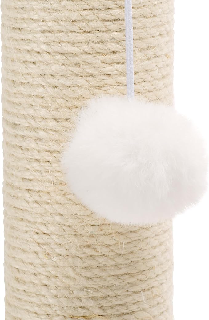 SAFAVIEH Home Collection Cat Scratch Tree Post Natural & Ivory Jute with Hanging Ball Toy