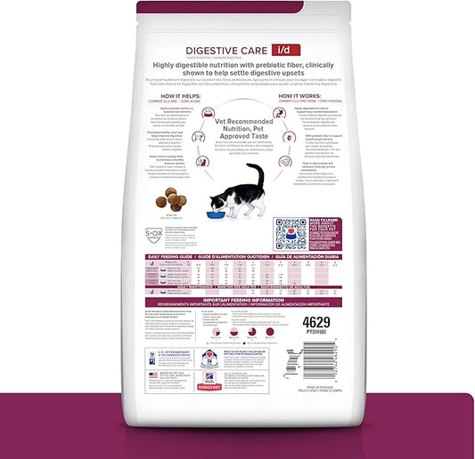 Hill's Prescription Diet i/d Digestive Care Chicken Flavor Dry Cat Food, Veterinary Diet, 4 lb. Bag