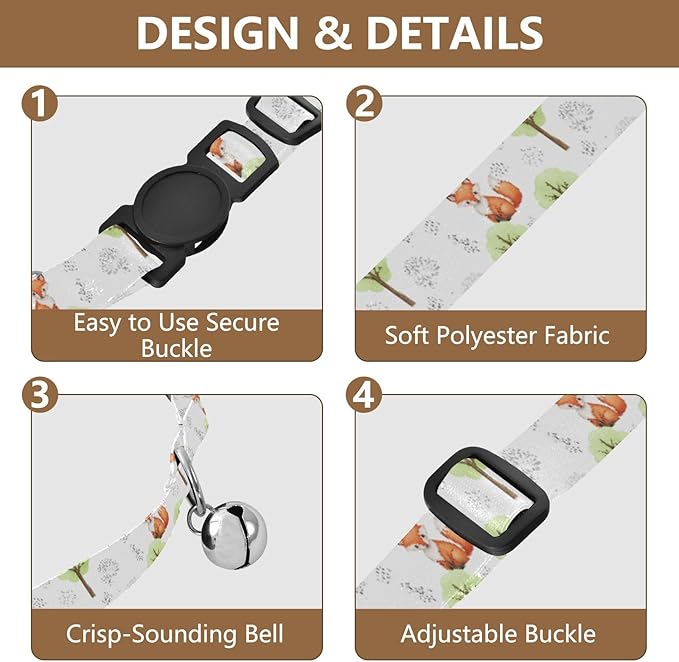 Dog Collar Animals Deer White Pattern Dog Collars Cute Puppy Collar Adjustable Cat Pet Collar for Dogs Cats Pets Supplies 2 Pack
