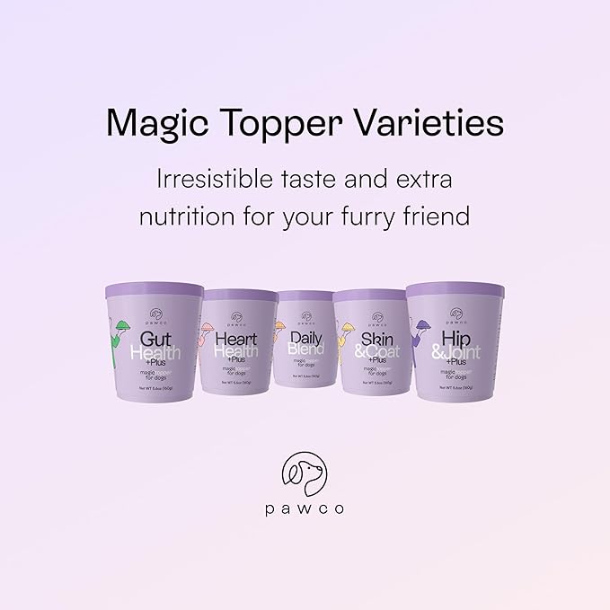 Pawco Dog Food Toppers for Picky Eaters, Hip & Joint – Supports Mobility & Joint Health – Functional Dog Food Flavor Enhancer with Omega-3, Pumpkin & Carrots – Magic Topper – 5.6oz