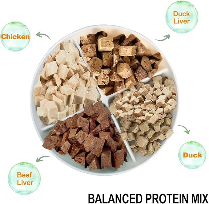 Balanced Mix Freeze-Dried Dog & Cat Treats Food Topper (2.0 oz, Chicken, Duck, Beef & Duck Liver)