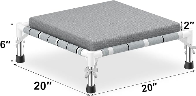 Elevated Raised Outdoor Dog Bed - Cooling Lifted Outside Dogs Bed with Cushion Mat Dog Hammock Bed with Stainless Steel Frame Portable Puppy Pet Bed for Indoor & Outdoor (S: 20" x 20" x 8")