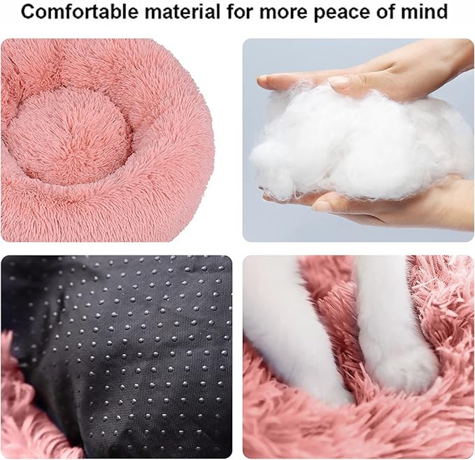 Cat Beds for Indoor Cats,20 Inch Dog Bed for Small Melium Large Dogs, Washable-Round Pet Bed for Puppy and Kitten with Slip-Resistant Bottom