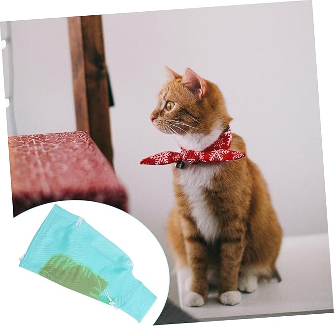 Cat Grooming Bag Multi-Functional Cat Bathing Net for Nail Trimming Ear Cleaning Nail Care Breathable Durable Material Drawstring Design Essential Pet Supply Random Style