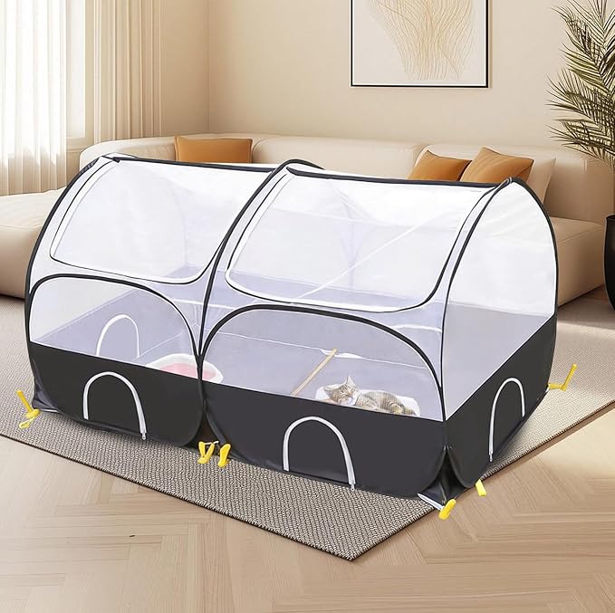 SlowTon Small Animals Playpen - Portable Chicken Coop Run Large Chick Brooder 59"x31"x30" with Detachable Bottom, Pop Up Pet Enclosure Cat Tent for Guinea Pig Bunny Puppy Indoor Outdoor (Arched Top)