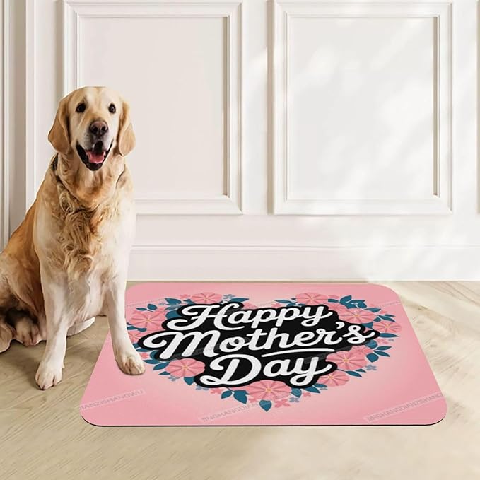 Dog Food Mat Dog Mat for Food and Water 24x16In Happy Mother's Day Floral Gift for Mom Gh No Stains Cat Pet Feeding Mats Water Bowl Messy Drinkers