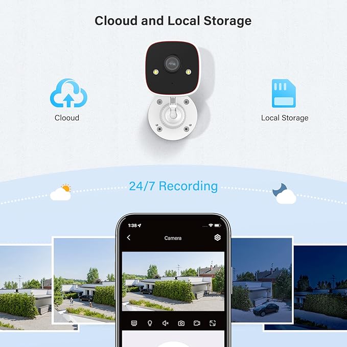 Jennov 2K Security Cameras, WiFi Indoor Cameras for Home Security, Plug in Powered Pet Cams, Dual-Band (5GHz/2.4GHz), Color Night Vision, 2-Way Audio, Human Motion Detection, IP66 Waterproof Outdoor