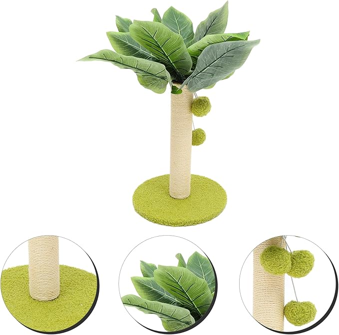 FRCOLOR Cat Scratching Post with Sisal Rope, Light Green Base Kitten Scratcher Tree, Wear-Resistant Indoor Cat Climbing for Household Pets