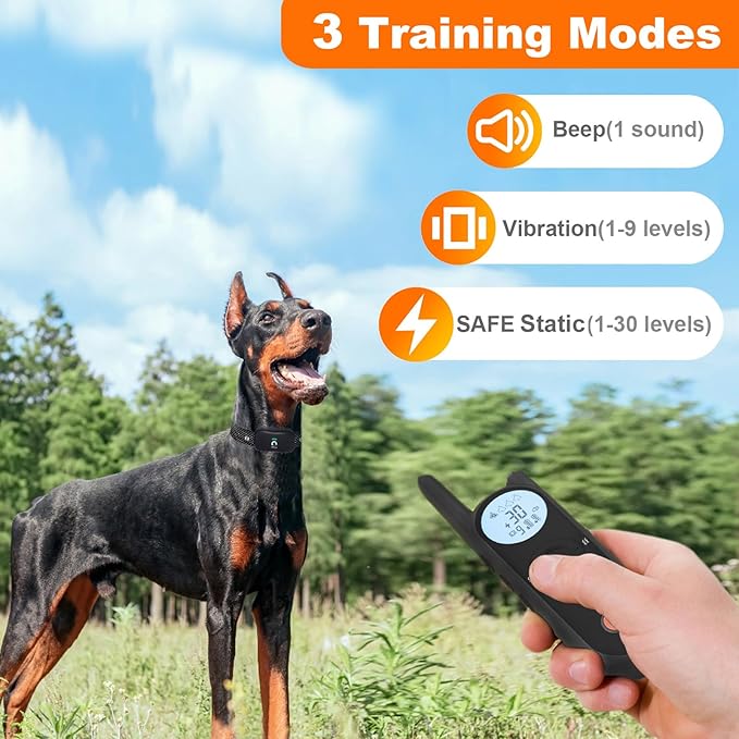 MIMOFPET Wireless Dog Fence for 2 Dogs - 25FT to 3500FT Electric Fence,185 Days Standby Time Training Collar,Pet Containment System with 3 Training Mode,Flash Light and Waterproof