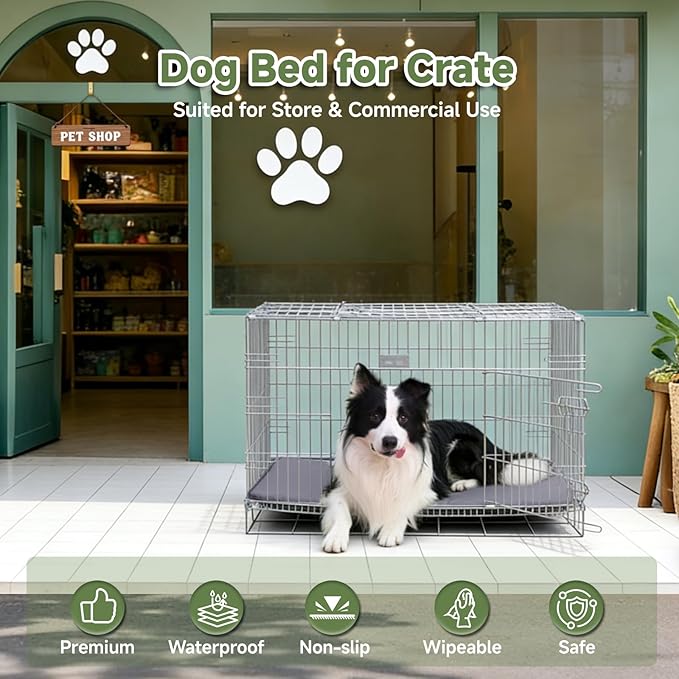 XXL Dog Crate Pad, Double-Sided Waterproof Crate Mat Bed, Outdoor Kennel Mat Beds Pet Sleeping for Large Dogs, Clooling, Waterproof, Wipeable, Anti-Slip, Kennel Pads 47 x 29 Inch, Dark Gray