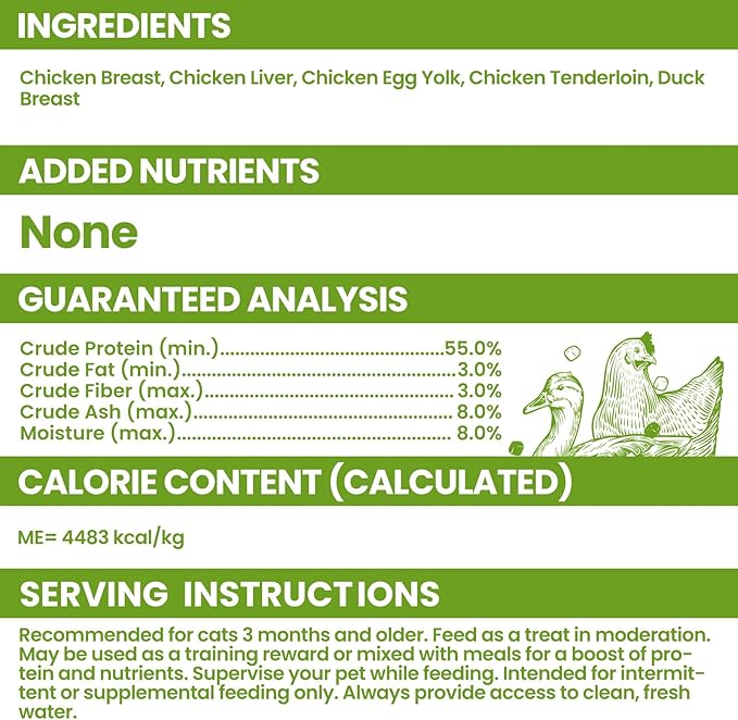 OPET Freeze Dried Cat Treats - Single Ingredient High Protein Pet Food, Healthy Training Snacks, Freeze Dried Food Toppers for Cats and Dogs, Grain Free (1.1 LB, Variety Chicken)