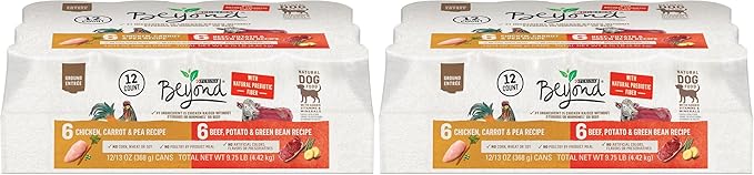 Purina Beyond Chicken, Beef and Cod Ground Entree Grain Free Wet Dog Food Variety Pack - 13 oz. Cans, (Pack of 24)