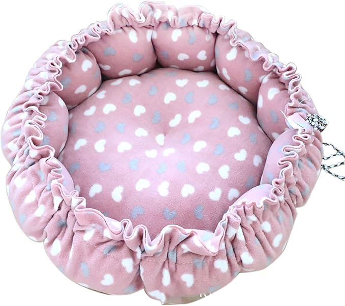 YIKANGHENG Cat Bed, 13 Inch Diameter Pink Cotton Pet Nest for Cat, Dog and Other Pets (Small)