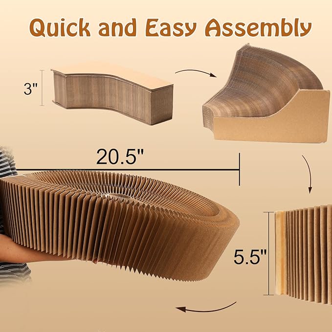 Cat Scratcher Lounge Bed - Collapsible Magic Organ Round Shape Cat Bed 20.5 inches, Scratching Pet Bed Hold Weight up to 25lb for Indoor Small Big Cats