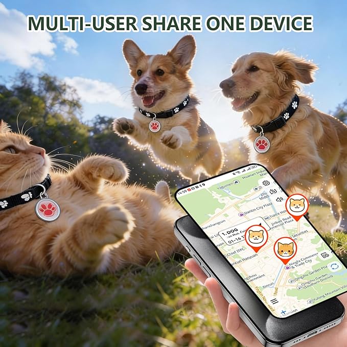 No Monthly Fee GPS Tracker for Dogs, Cats & Items – Remote Audible Alarm, 365-Day Battery Kit, IP67 Waterproof, Real-Time Tracking & History Playback, iOS/Android App