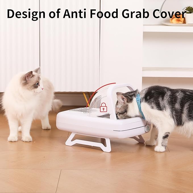 Automatic Cat Feeder with RFID Collar Sensor, Recognize 134.2kHz 15 Digits Pet Chip ID, Obese Cat, Anti Food Grabing for Both Wet Dry Food and Health Management