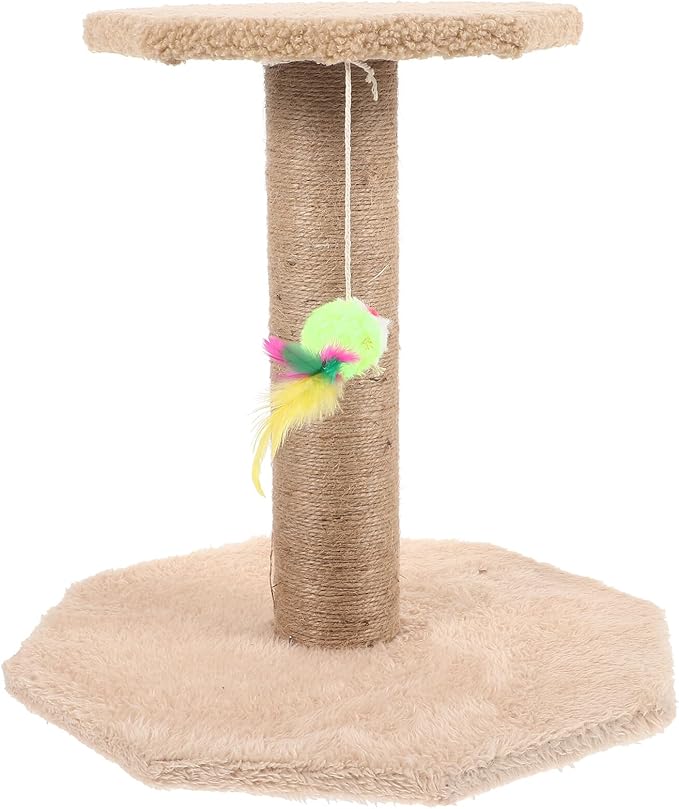 FRCOLOR Cat Scratching Post with Hanging Ball Small Sisal Cat Claw Scratcher Pole Indoor Kitten Scratcher Sturdy Reusable