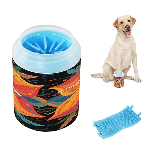 Boho Mandala Flower and Human Skeleton (2) Portable Pet Foot Washer with Silicone Brush Soft Pets Grooming Supplies for Small Medium Large Breed Dogs, Cats