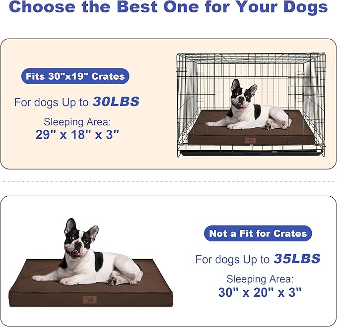 Outdoor Dog Bed Waterproof, Outside Orthopedic Dog Bed for Medium Dogs & Puppies, Egg Crate Foam Pet Mat with Removable Washable Oxford Cover, 30x20 Inch, Brown