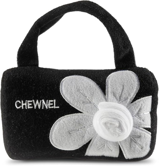 Dog Diggin Designs Chewnel Fleur Blanche Plush Dog Toy Purse | Luxury-Inspired Parody Designer Floral Handbag with Squeaker, Soft Plush Fashion Dog Toy – Haute Couture Purses & Handbags