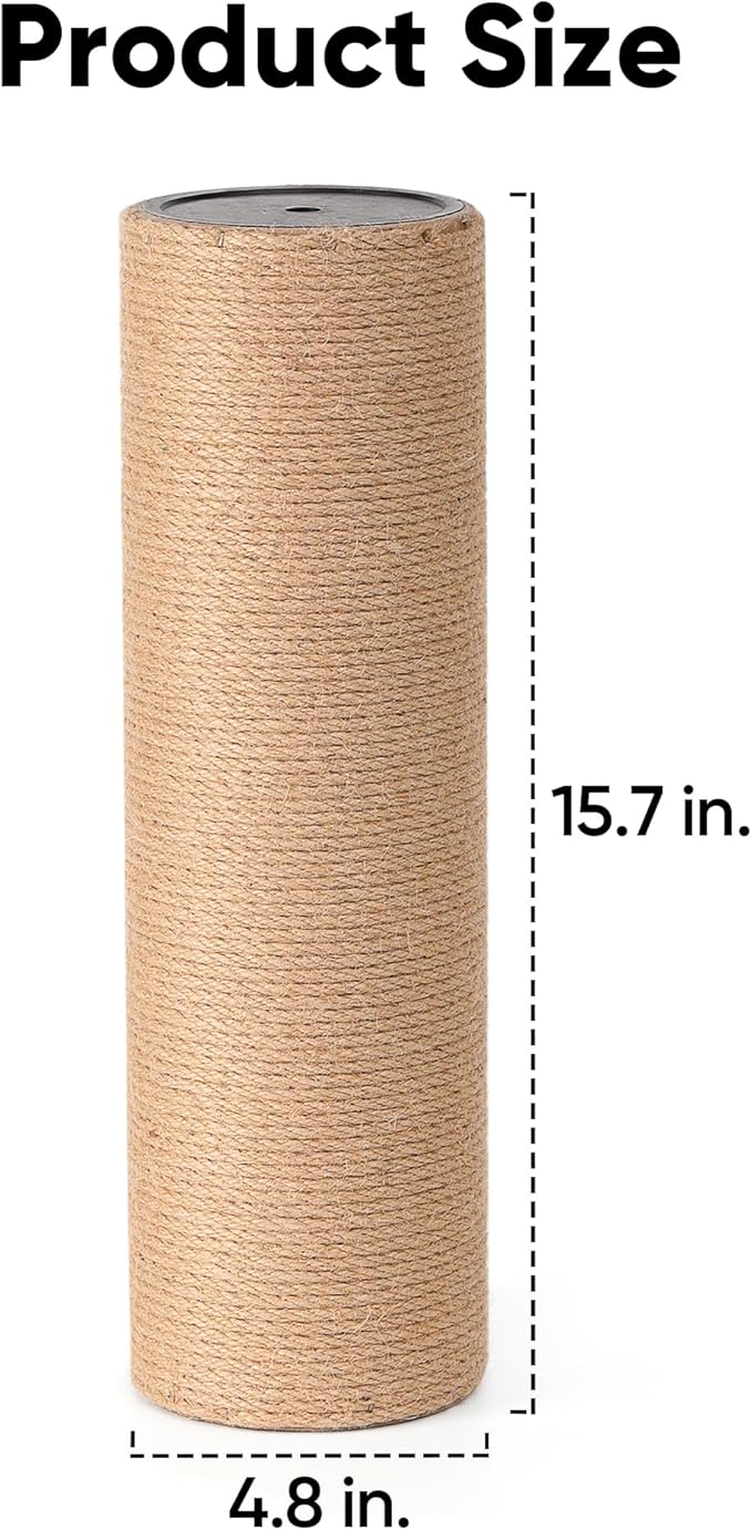 FUKUMARU Scratching Post Replacement, 15.7 X 4.8 Inch Natural Jute Rope Scratching Post Refill with M10 Screws
