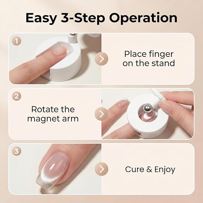 2026 New Rotating Cat Eye Magnet, Cat Eye Magnet for Nails, Beginner Friendly Nail Tool with Uniform Magnetic Force and Excellent Light Absorption, Can Easily DIY Glossy Cat Eye Effect (2MAX)