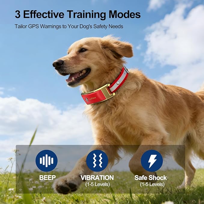 GPS Wireless Dog Fence System, Electronic Pet Containment with Free App - No Subscription Required, Multifunctional Collar, Removable IPX7 Waterproof Collar, Auto Sleep/Wake for Outdoor Use