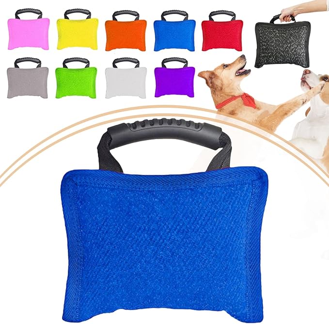 Baoblaze Dog Bite Pillow Tough Tug Toy Practical Portable Outdoor Pet Supplies for Small and Medium Sized Dogs Biting Pad with Handle, Blue