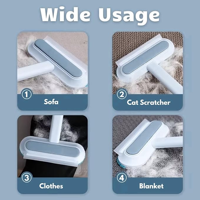 Multifunction 4 in 1 Pet Hair Remover Brush & Electrostatic Grooming Glove | Reusable Cat & Dog Fur Remover for Carpet,Furniture & Clothing | Washable Travel-Friendly Double Cleaning Set | Generic