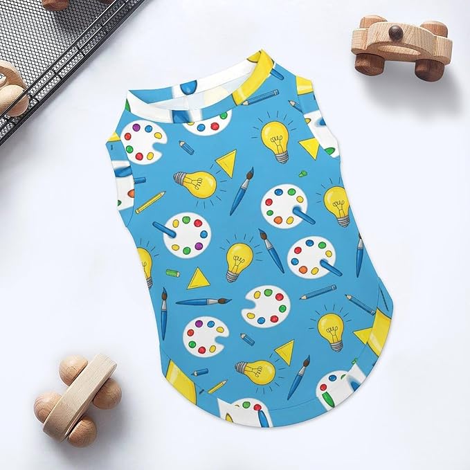 Dog Shirts for Small Dogs & Cats Art Supplies Cute Blue Breathable Sleeveless Summer Cooling Vest, Sun Protection Pet Clothes for Outdoor Play Hot Weather, Medium