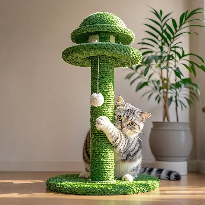PowerKing Natural Sisal Replacement Scratching Post, 4 Pieces M8 Cat Scratch Post Refill Pole Parts for Refurbishment, White, Include Screws (Green-15.7''+15.7''+7.87''+7.87'')