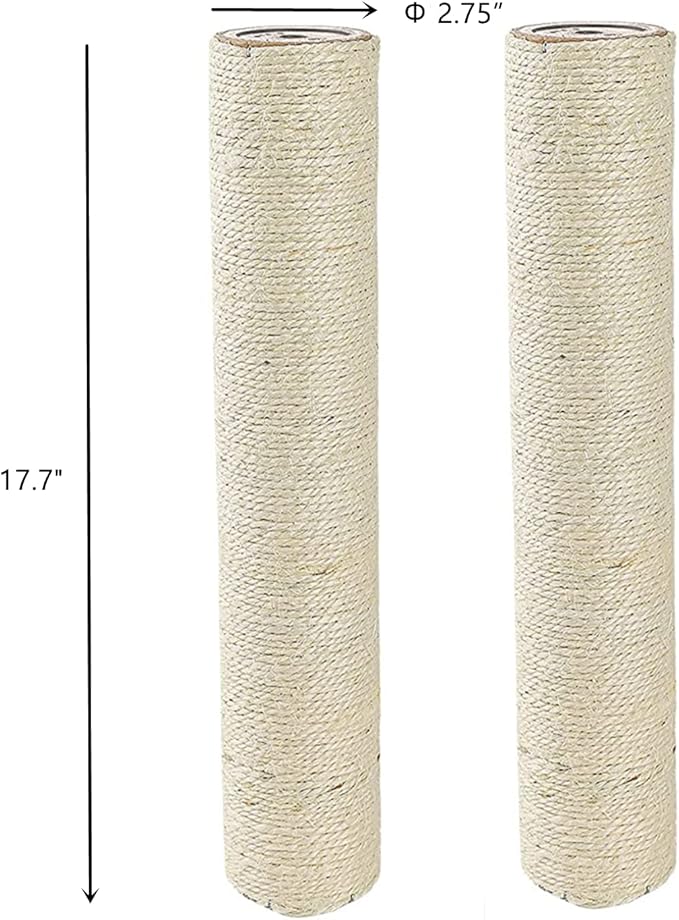 SHENGOCASE 17.7" L, Ø 2.75" Cat Tree Accessories Replacement Post Pole with M10 Bolt, DIY Cat Scratching Post Replacement Part Pole