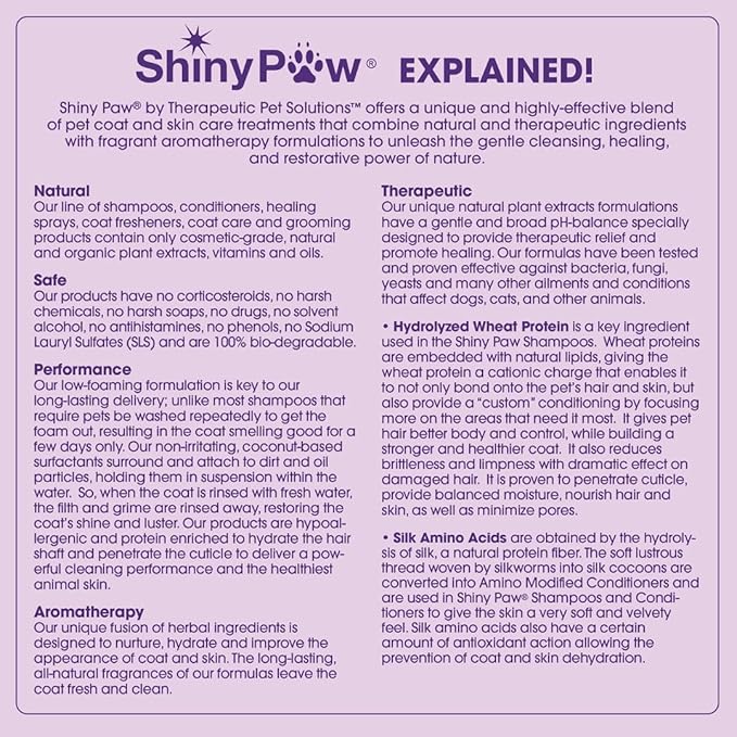 Natural Cat Shampoo for Itchy Skin with Chamomile, Aloe Vera & Eucalyptus by Shiny Paw 16 oz | Hypoallergenic Feline Shampoo for Sensitive Skin Itch Relief | for Adult & Senior Cats | Made in USA