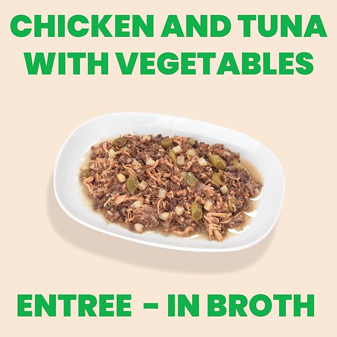 almo nature HQS Natural Chicken and Tuna Entree with Vegetables in Broth, Gluten Free, Additive Free, Adult Dog Canned Wet Food, Shredded 12 x 280g/9.87 oz