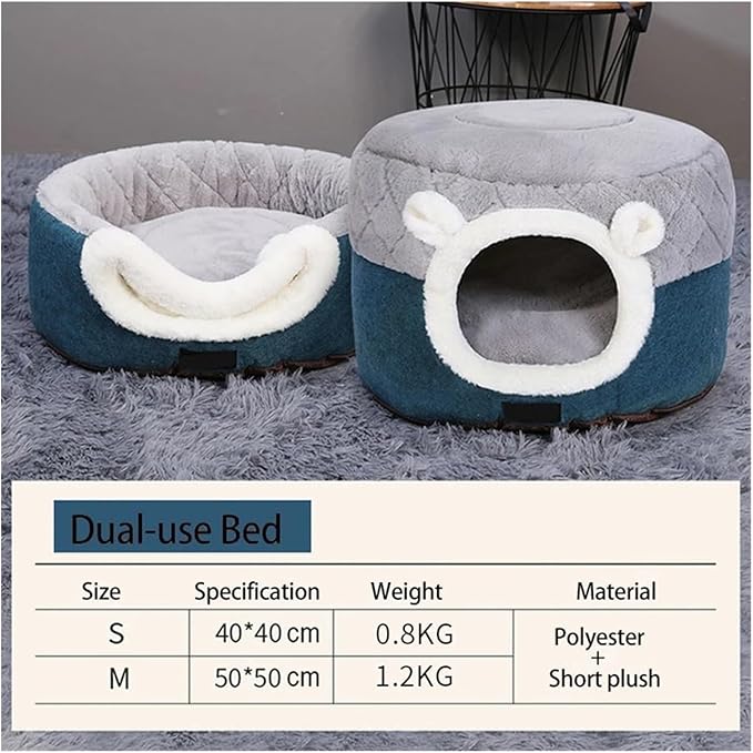 Cat Bed House Soft Plush Kennel Puppy Cushion Small Dogs Cats Nest Winter Warm Sleeping Pet Dog Bed Pet Mat Supplies(S 40x40x31cm)