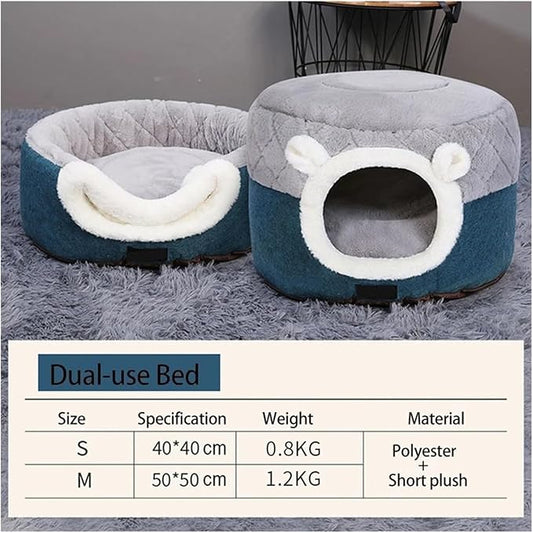 Cat Bed House Soft Plush Kennel Puppy Cushion Small Dogs Cats Nest Winter Warm Sleeping Pet Dog Bed Pet Mat Supplies(S 40x40x31cm)