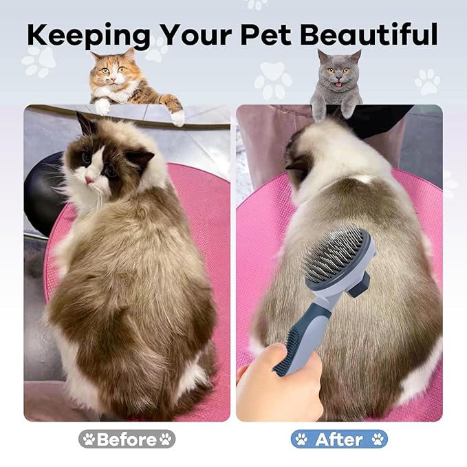 Cat Hair Brush | Stainless Steel Portable Shedding Comb,Cat Dematting Comb,for Dogs Indoor Outdoor Home Bath Shower Apartment Washing Cleaning