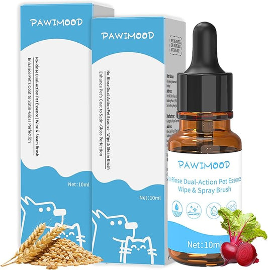 2Pcs Waterless No-Rinse Pet Shampoo Essence for Dogs & Cats, Concentrated Deodorizing Formula Neutralizes Odors & Hydrates Coat with Pomegranate Scent, for Steam Brush,0.34 oz*2