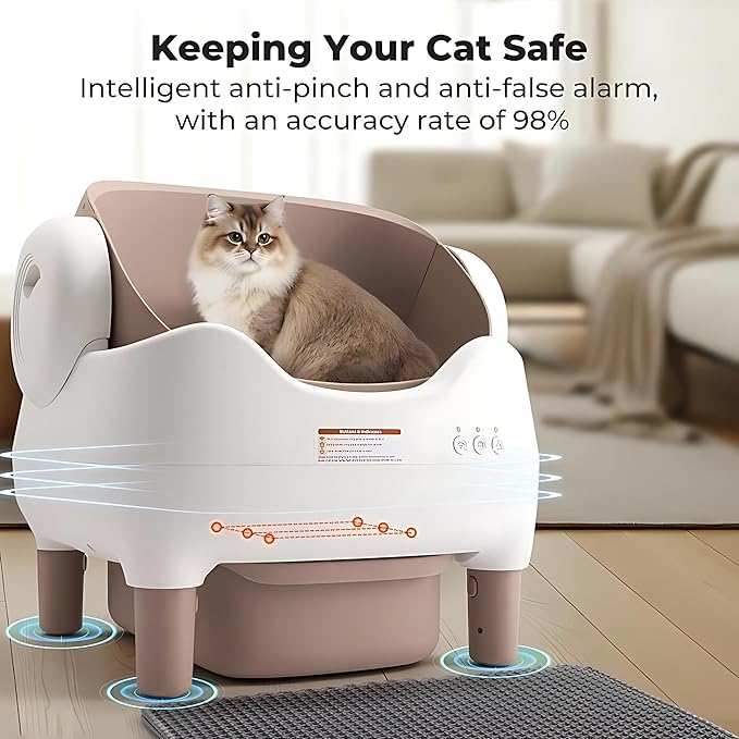 time-Limited seckill $147, Limited to 10 Units Self Cleaning Litter Box, Automatic Cat Litter Box with APP Control, Odor-Free Large Waste Bin, Open-Top for Multi Cats