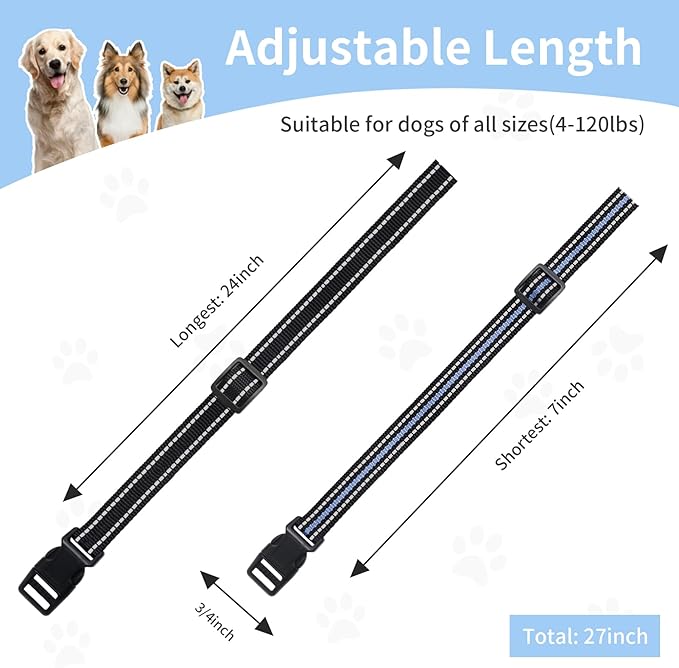 Modern Stylish 3/4" E Collar Replacement Strap with Quick Release, Replacement Shock Collar Strap, Adjustable for Small to Large Dogs, Replacement for Shock Collar Ecollar Strap (Black & Blue)