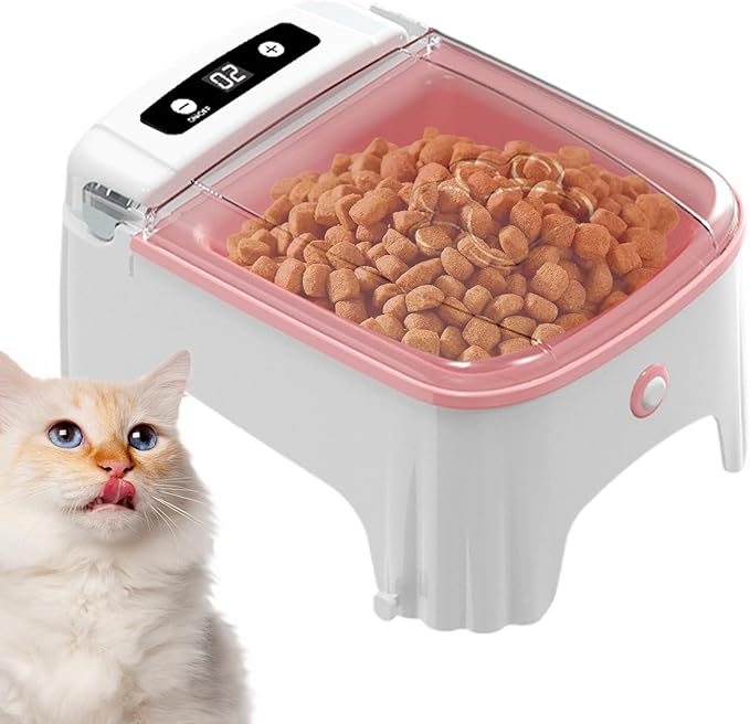 Timed Pet Feeder Machine - Auto Cat Feeding Bowl, Electric Food Dispenser Unit | Small Dog Programmable Dry Meal Device, Sensor-Based Feeder for Home Pet Routine and Easy Management