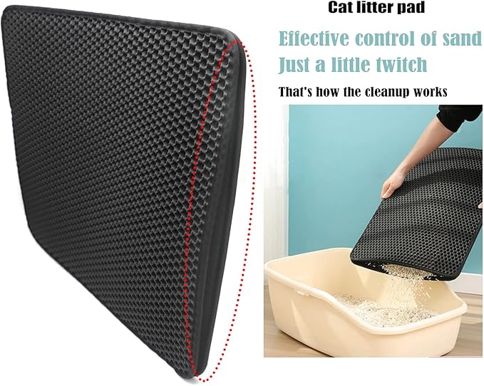XKMT- Animal Pet Supplies Cats Litter & Housebreaking 58X43 Black Cat litter Mat Double Layer Pad Trapper Folding Pad EVA Foam Rubber