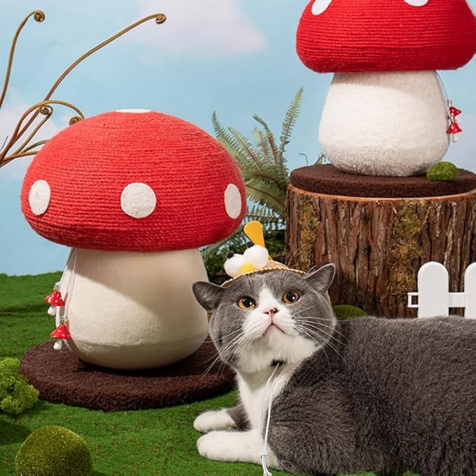 Mushroom Cat Scratching Post Cute Kitten Scratching Board with Natural Sisal Rope for Kittens and Small Cats