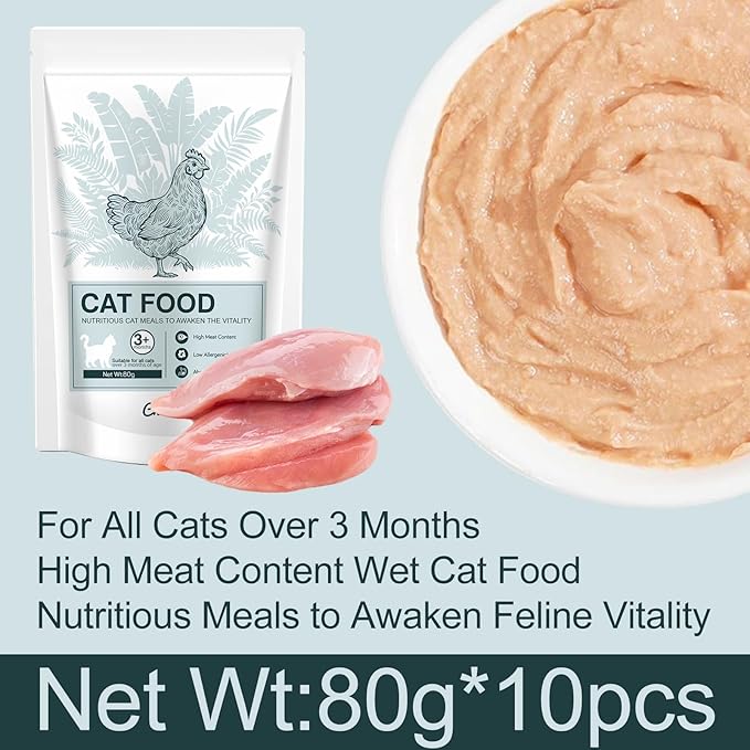 Lickable Wet Cat Food Treats for Adult & Senior Cats, Premium Wet Pet Food Delectables Bisque for Cats Ckicken Recipe Protein-Rich - (Pack of 10) 2.8 oz Pouches (S, Carrot)