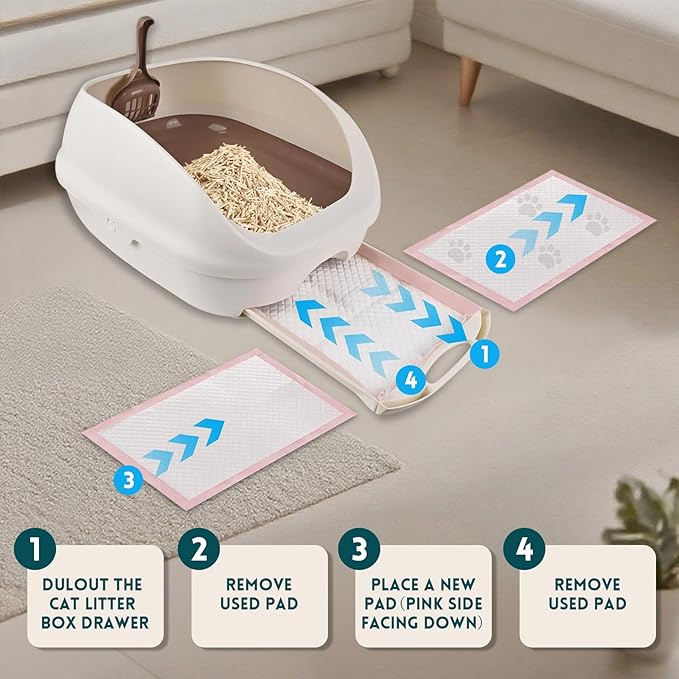 50 Count Cat Litter Pads for Tidy Cats Breeze Litter System 16.9 x 11.4 Inch Lavender Scented Cat Pad Refills Super Absorbent Quick-Dry Pee Pads for Cats